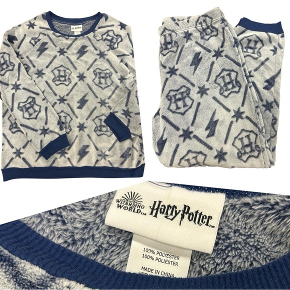 wizarding world Other - Harry Potter Warm Fuzzy 2 pc, blue pajama set, size Large, GUC